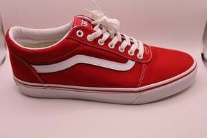 Vans Men's Ward (Canvas) Racing Red/White Low Top Skate Shoes